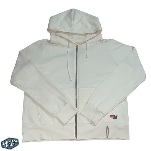 Aviator Nation Heart Stitch Hoodie Sweatpants Set Vintage White Lounge Cali Vibe - Picture 5 of 16